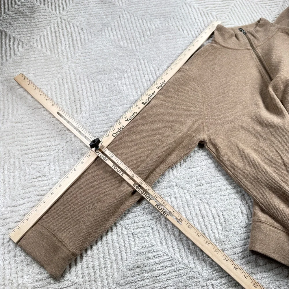 Banana Republic Quarter Zip Men XL Tan Heathered Sweater Old Money Quiet Luxury